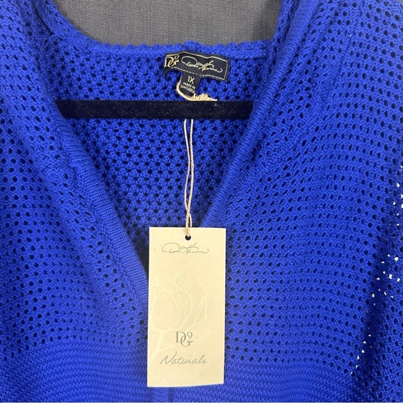 DG2 by Diane Gilman Vibrant Blue Knit Organic Cotton button Sweater - Picture 2 of 8